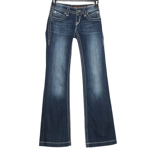 Rock Revival Jeans Scarlett Wide Leg Y2K Boho Western Low Rise Designer Blue 26 - Picture 1 of 11